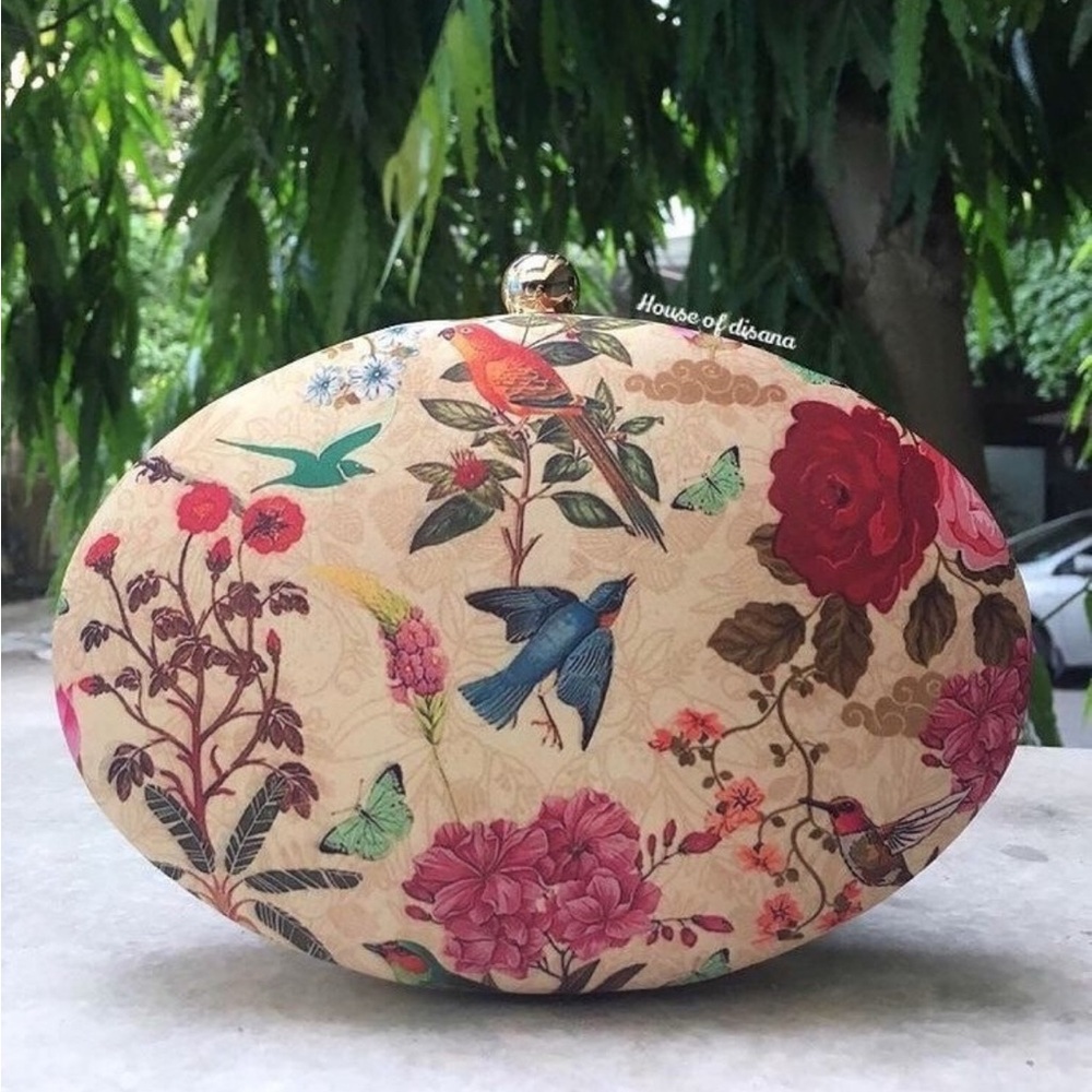 NWT Hand Crafted Evening Bag With Bird and Floral Motif